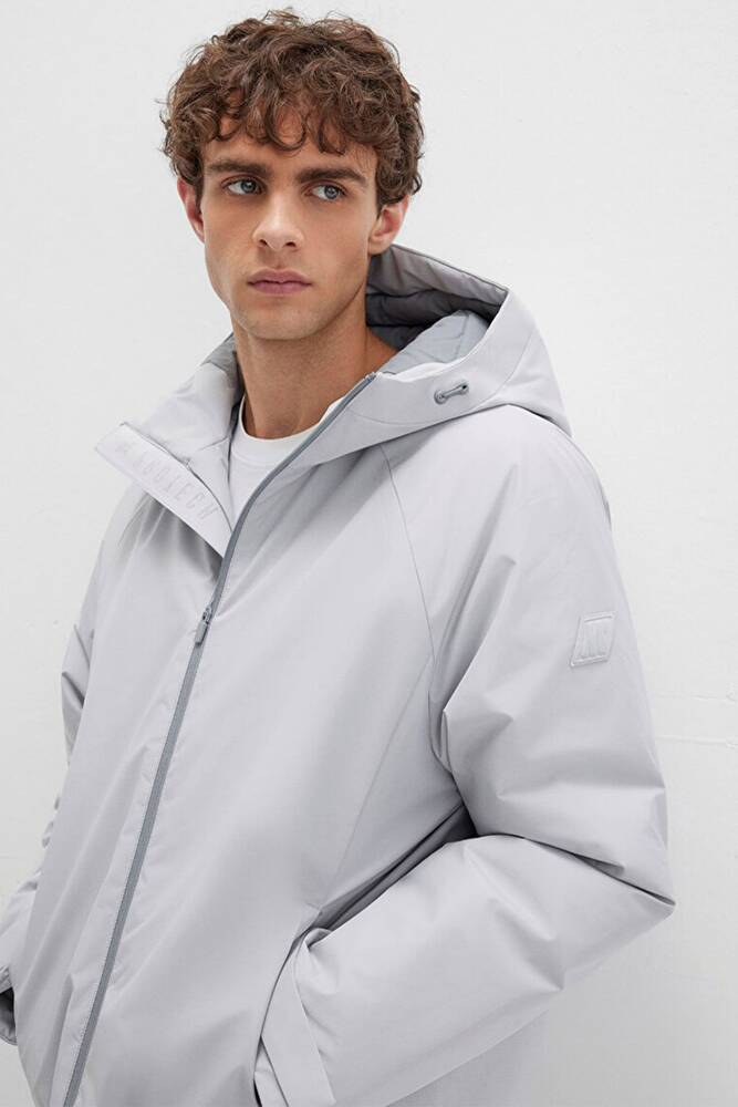 Erkek Kapüşonlu Ceket 0110615-70075 Gri 