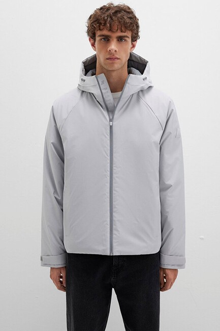 Erkek Kapüşonlu Ceket 0110615-70075 Gri - Thumbnail