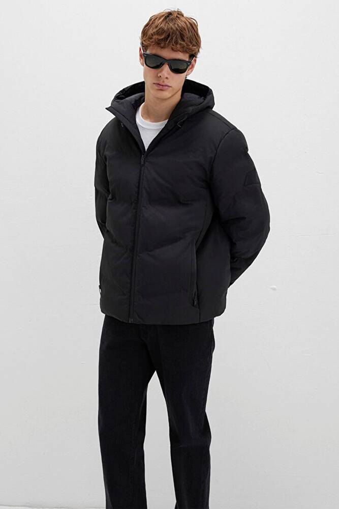 Erkek Kapüşonlu Ceket 0110651-71379 Siyah 