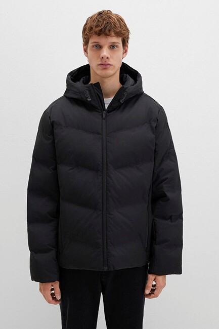 Erkek Kapüşonlu Ceket 0110651-71379 Siyah - Thumbnail