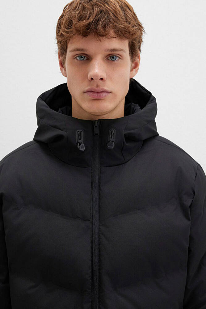 Erkek Kapüşonlu Ceket 0110651-71379 Siyah 