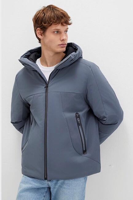 Erkek Kapüşonlu Ceket 0110663-80776 Gri (1)
