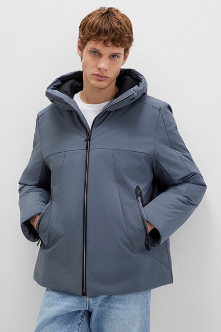 Erkek Kapüşonlu Ceket 0110663-80776 Gri (3)