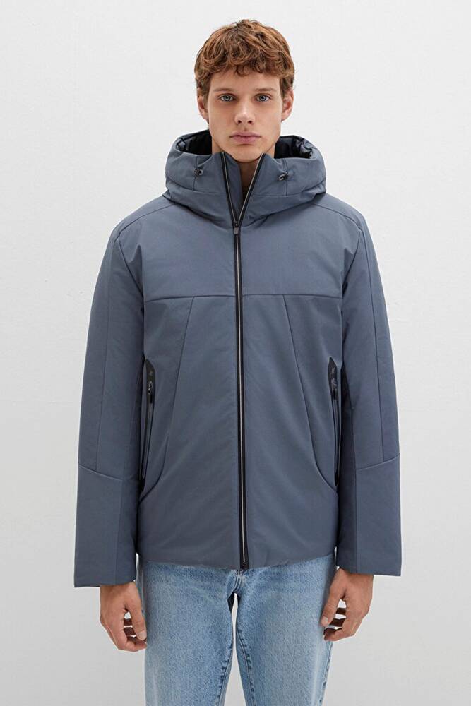 Erkek Kapüşonlu Ceket 0110663-80776 Gri 