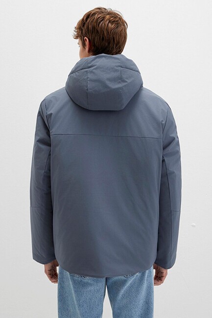 Erkek Kapüşonlu Ceket 0110663-80776 Gri - Thumbnail