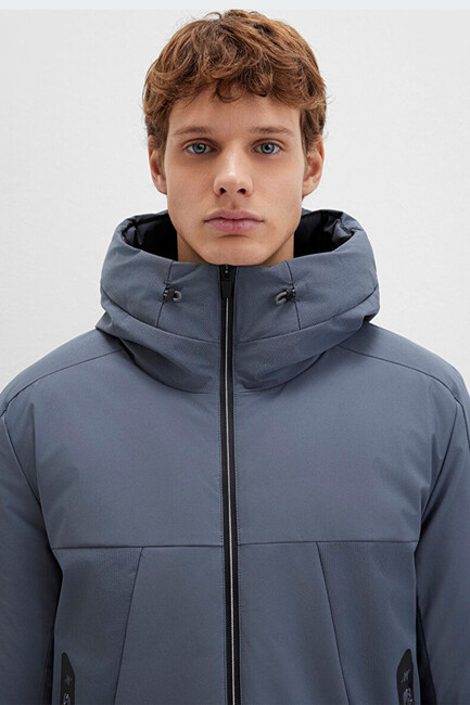 Erkek Kapüşonlu Ceket 0110663-80776 Gri - Thumbnail