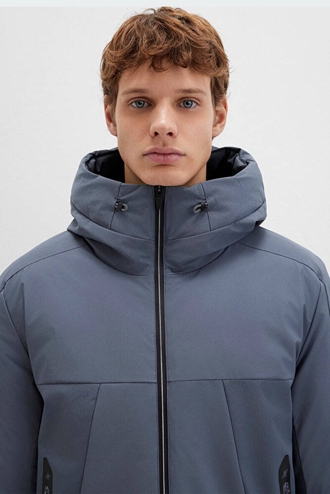 Erkek Kapüşonlu Ceket 0110663-80776 Gri 