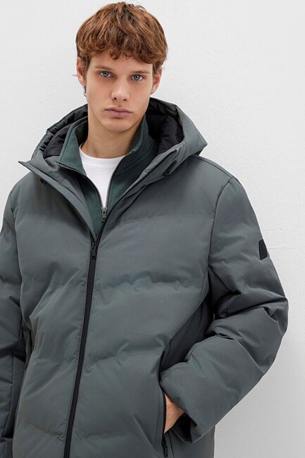 Erkek Kapüşonlu Mont 0110651-85550 Gri (1)