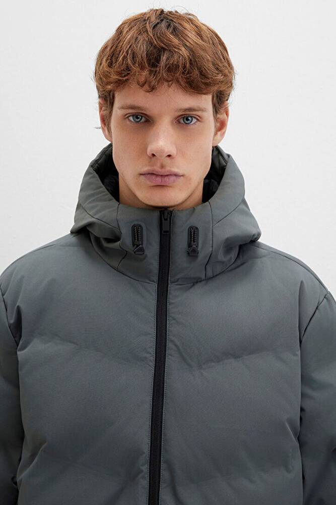 Erkek Kapüşonlu Mont 0110651-85550 Gri 