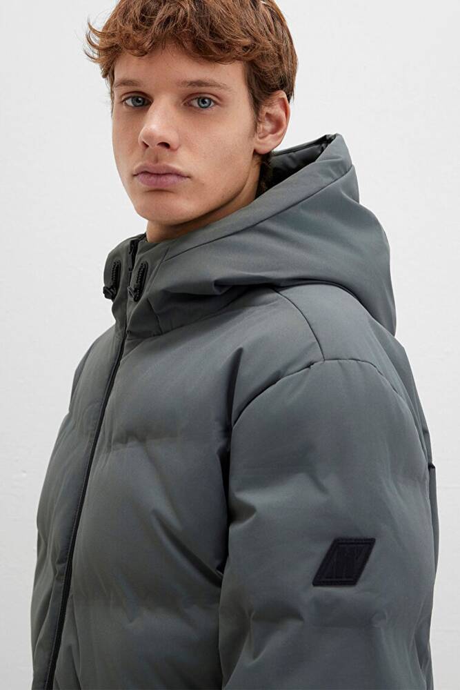 Erkek Kapüşonlu Mont 0110651-85550 Gri 