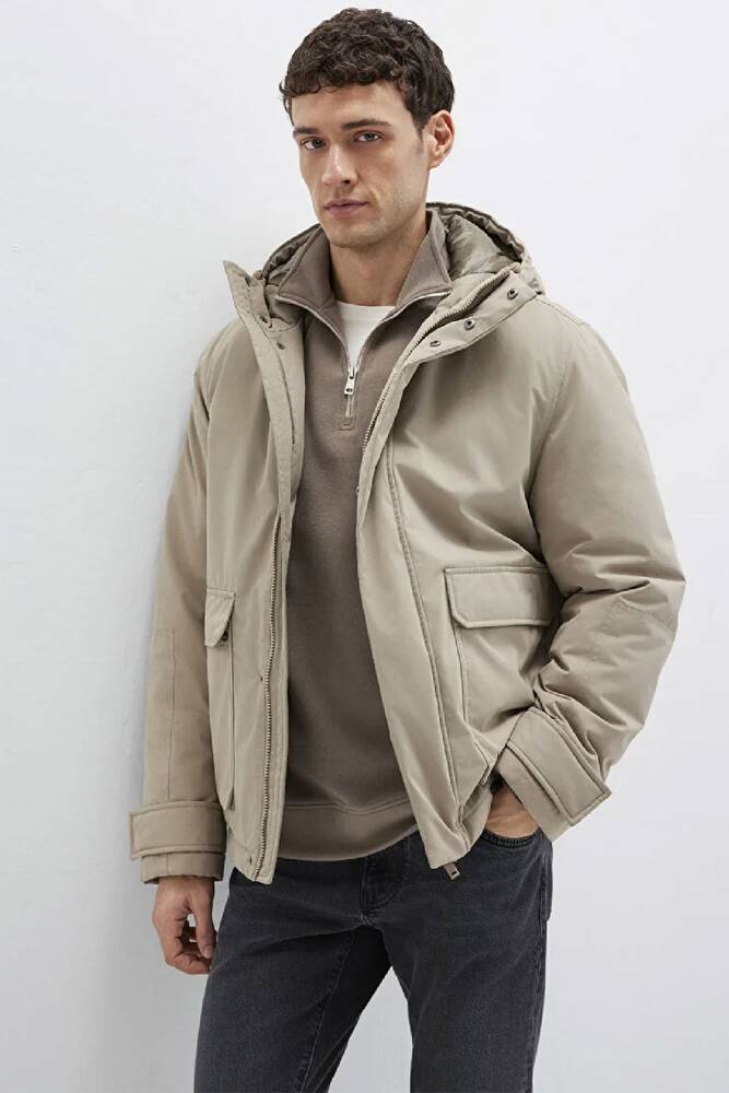 Erkek Kapüşonlu Mont 0110657-70355 Bej 