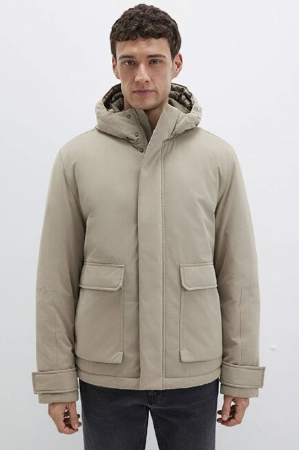 Erkek Kapüşonlu Mont 0110657-70355 Bej - Thumbnail