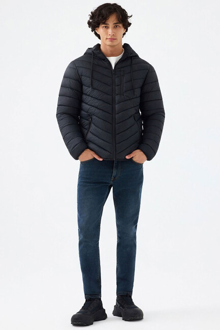 Erkek Kapüşonlu Mont LF2033231 Siyah (2)