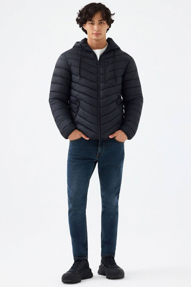 Erkek Kapüşonlu Mont LF2033231 Siyah 