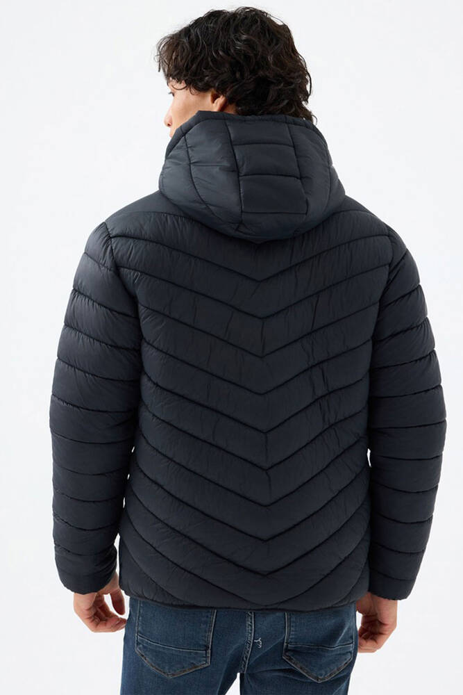 Erkek Kapüşonlu Mont LF2033231 Siyah 