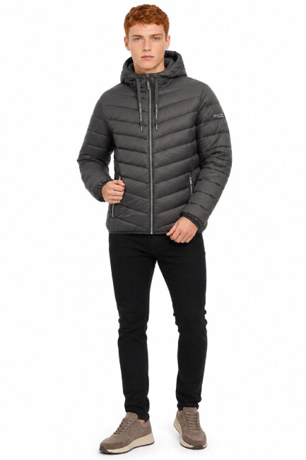 Erkek Kapüşonlu Mont LF2043694 Haki  (1)