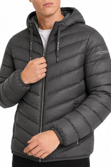 Erkek Kapüşonlu Mont LF2043694 Haki  (2)