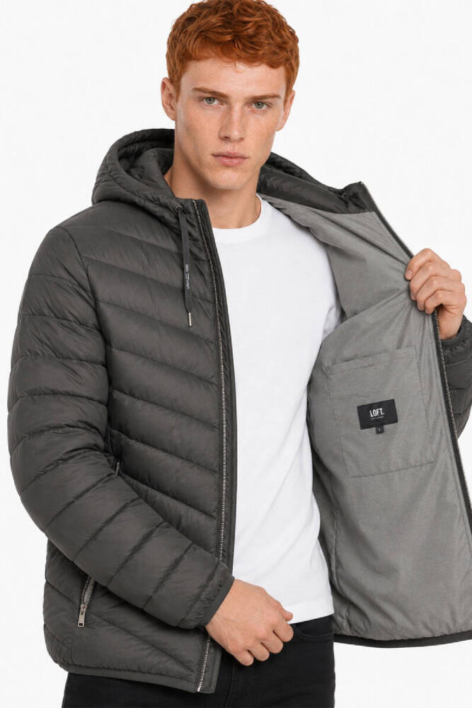 Erkek Kapüşonlu Mont LF2043694 Haki  - 5
