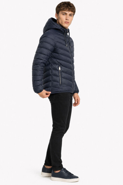 Erkek Kapüşonlu Mont LF2043694 Lacivert  (1)