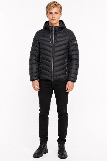 Erkek Kapüşonlu Mont LF2043694 Siyah  (1)