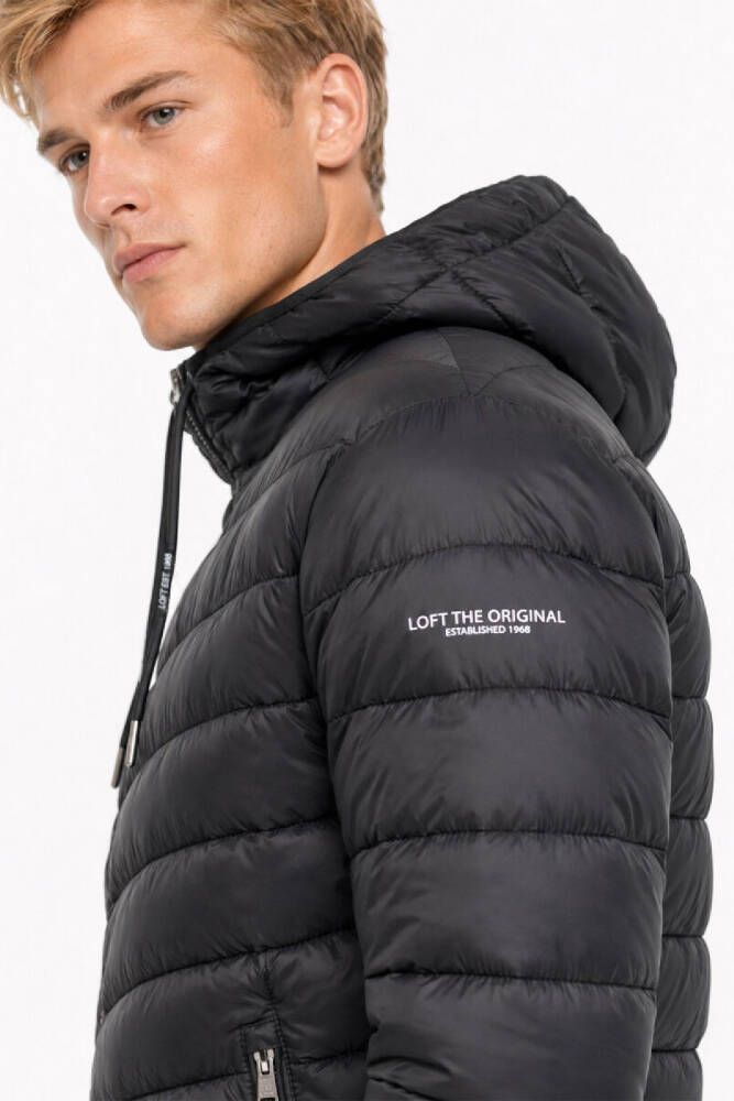 Erkek Kapüşonlu Mont LF2043694 Siyah  - 3
