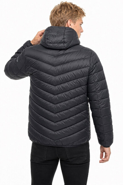 Erkek Kapüşonlu Mont LF2043694 Siyah  - 4