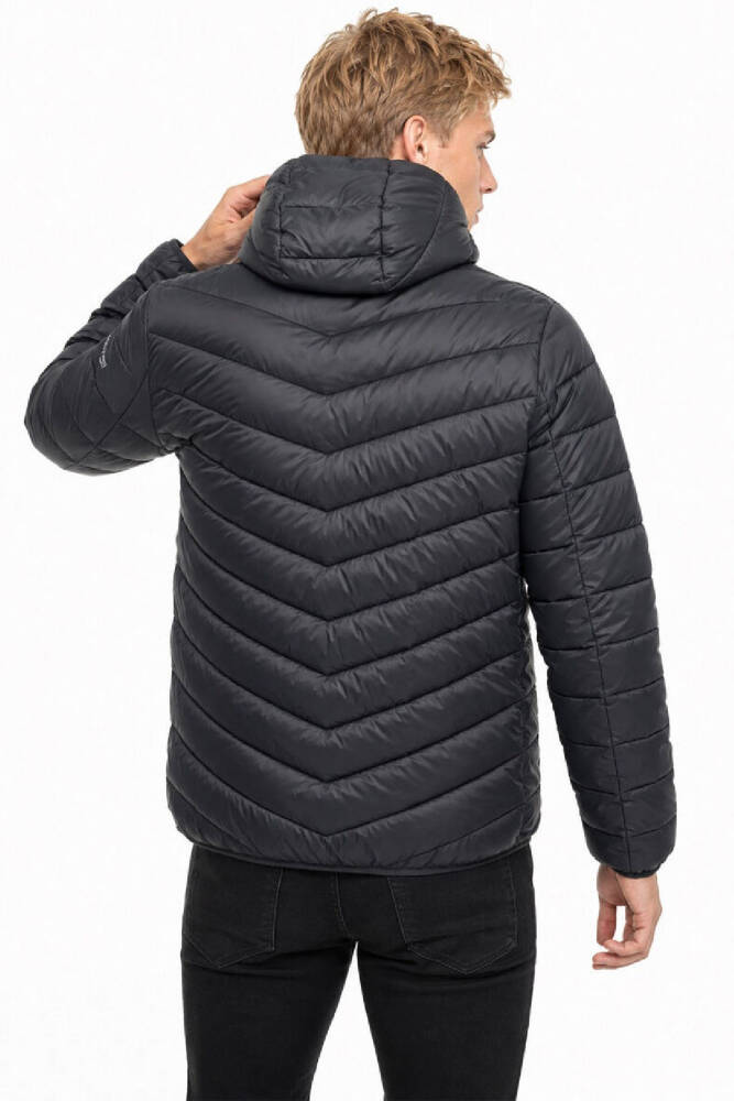 Erkek Kapüşonlu Mont LF2043694 Siyah  - 4