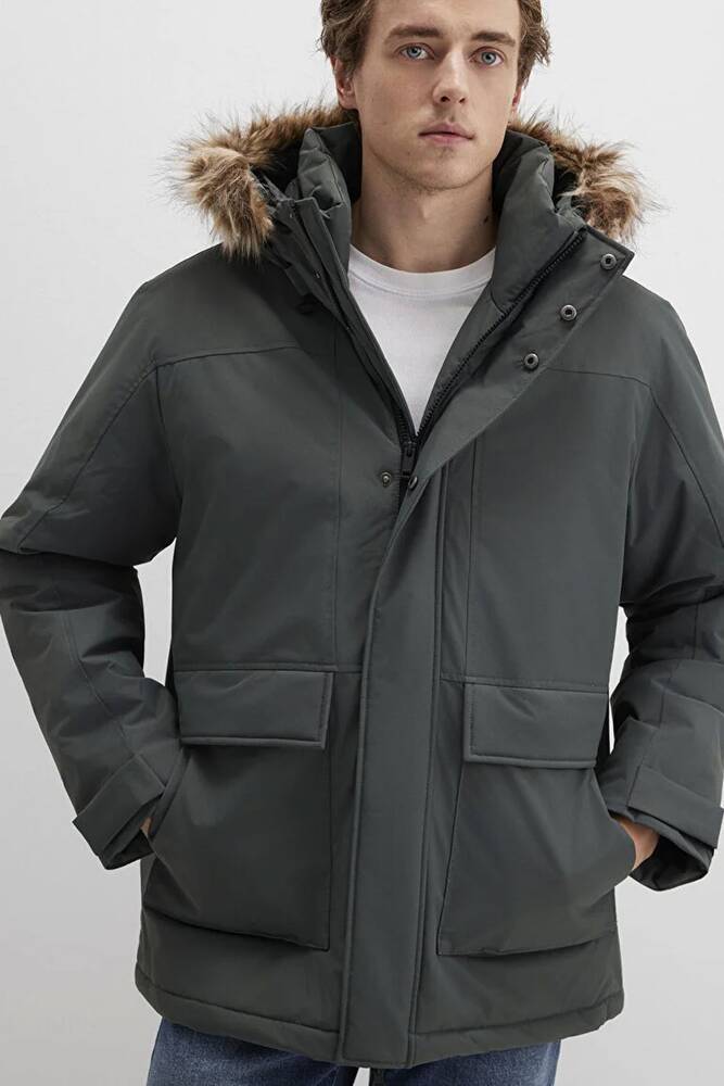 Erkek Kapüşonlu Parka 0110472-71598 Yeşil 