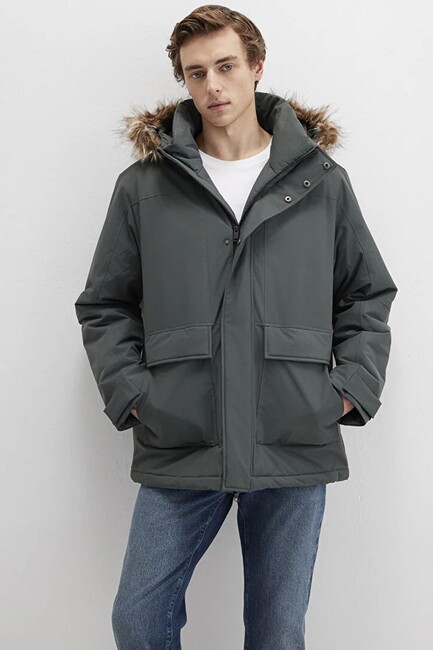 Erkek Kapüşonlu Parka 0110472-71598 Yeşil (2)