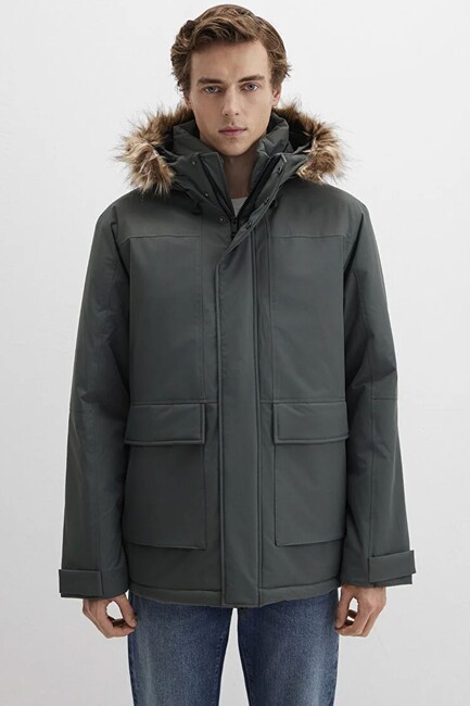 Erkek Kapüşonlu Parka 0110472-71598 Yeşil (3)