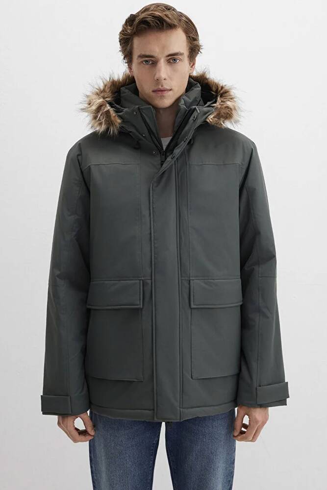 Erkek Kapüşonlu Parka 0110472-71598 Yeşil 