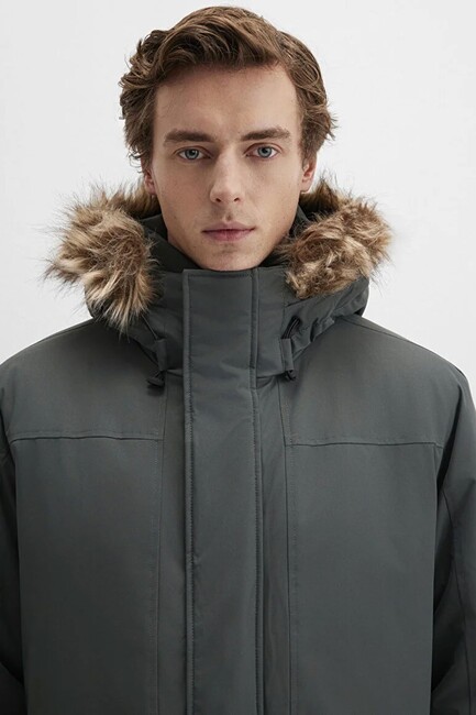 Erkek Kapüşonlu Parka 0110472-71598 Yeşil - Thumbnail