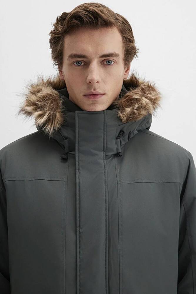 Erkek Kapüşonlu Parka 0110472-71598 Yeşil 