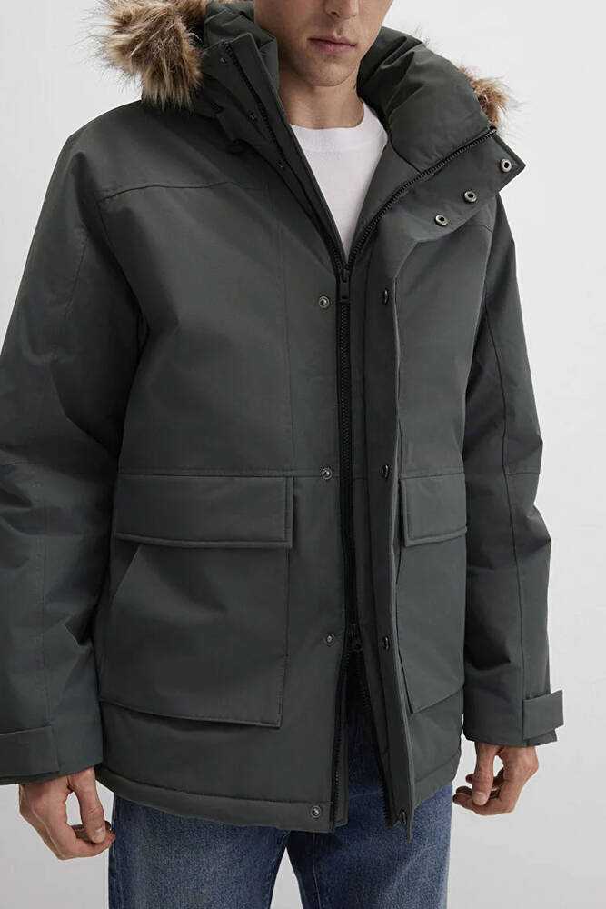 Erkek Kapüşonlu Parka 0110472-71598 Yeşil 