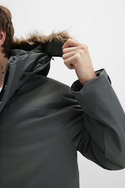 Erkek Kapüşonlu Parka 0110472-71598 Yeşil - Thumbnail