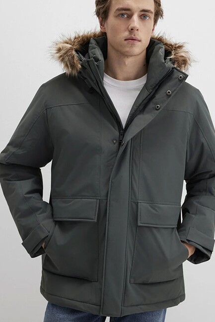 Erkek Kapüşonlu Parka 0110472-71598 Yeşil (1)
