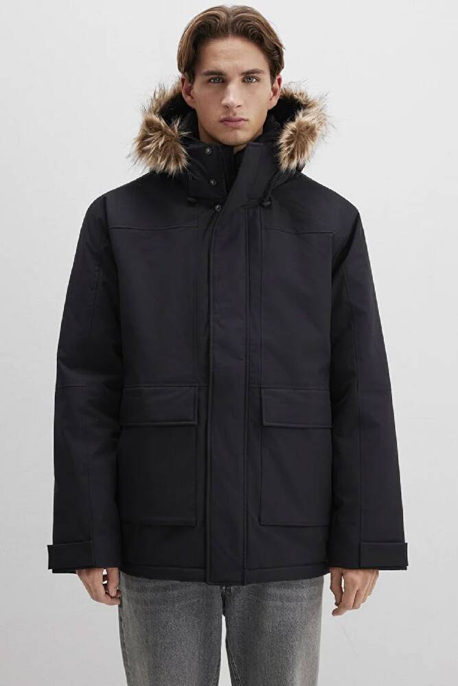 Erkek Kapüşonlu Parka 0110472-900 Siyah 