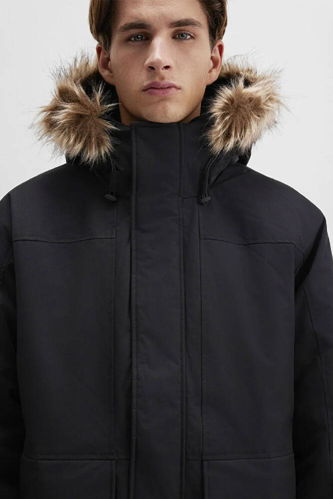 Erkek Kapüşonlu Parka 0110472-900 Siyah 
