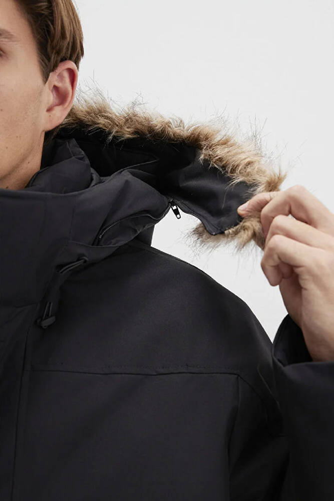 Erkek Kapüşonlu Parka 0110472-900 Siyah 