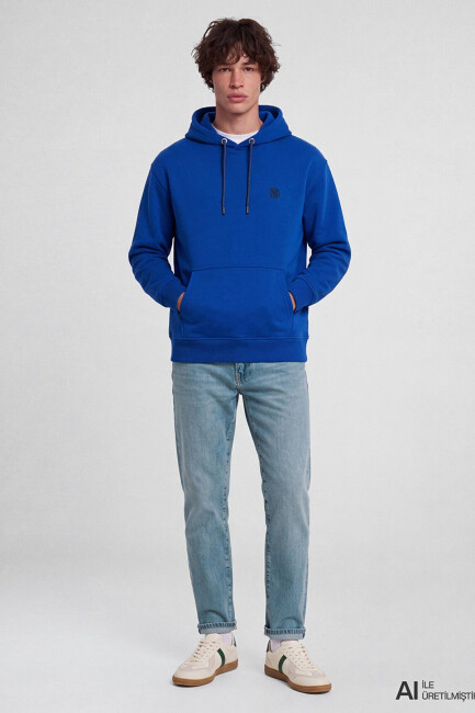 Erkek Kapüşonlu Sweat 065809-70896 Mavi 