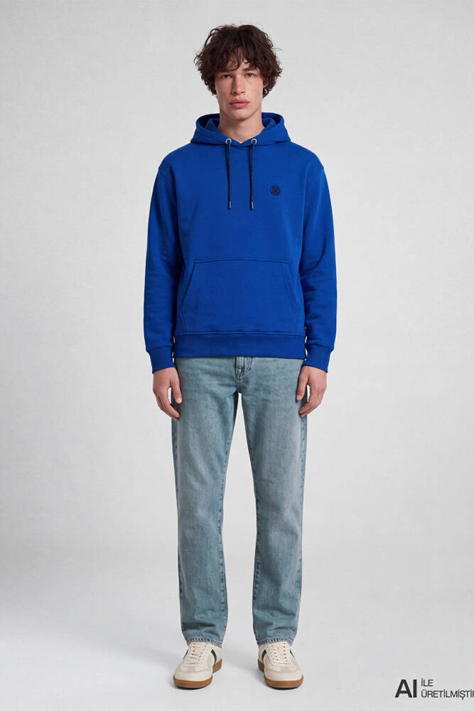 Erkek Kapüşonlu Sweat 065809-70896 Mavi  - 2