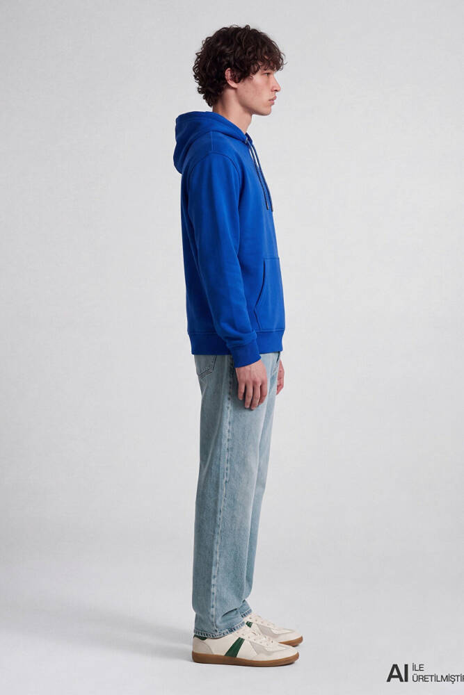Erkek Kapüşonlu Sweat 065809-70896 Mavi  - 3