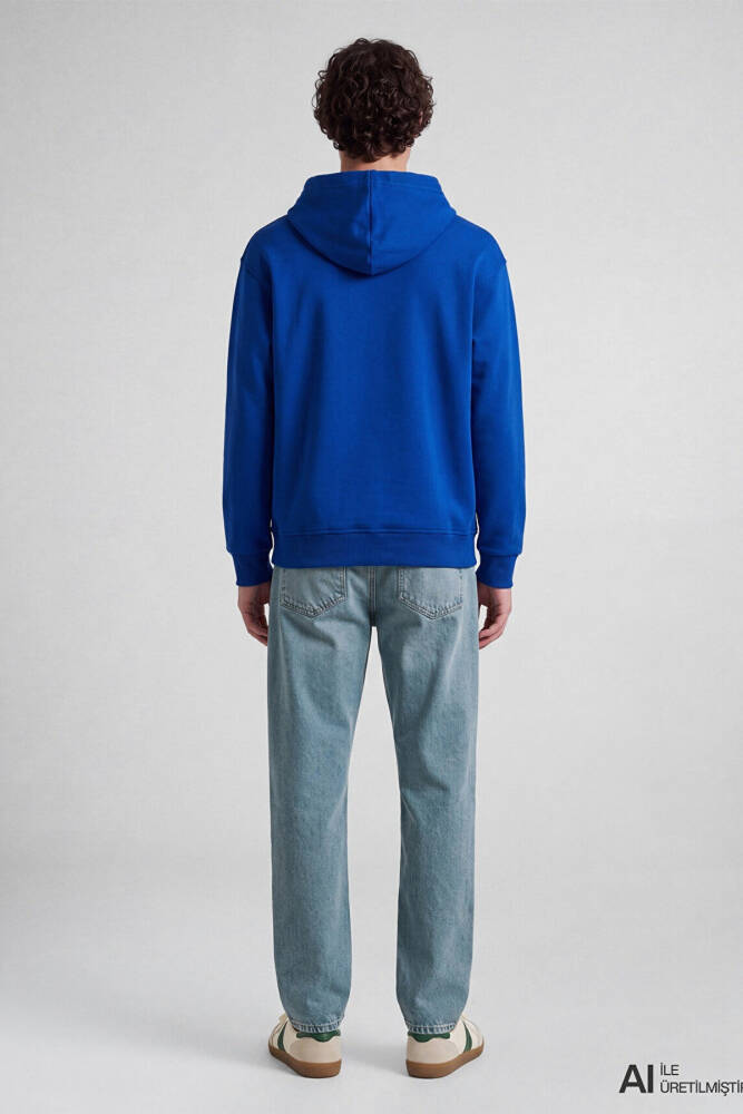 Erkek Kapüşonlu Sweat 065809-70896 Mavi  - 4