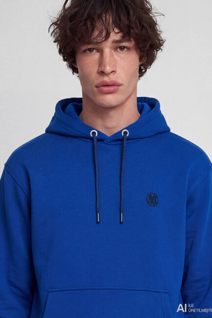 Erkek Kapüşonlu Sweat 065809-70896 Mavi  - 5