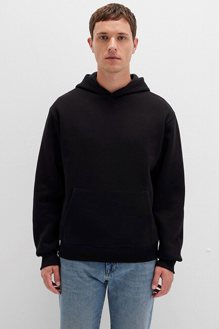 Erkek Kapüşonlu Sweat 0S10275-900 Siyah - Thumbnail