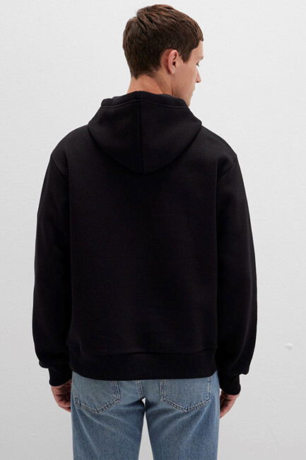 Erkek Kapüşonlu Sweat 0S10275-900 Siyah - Thumbnail