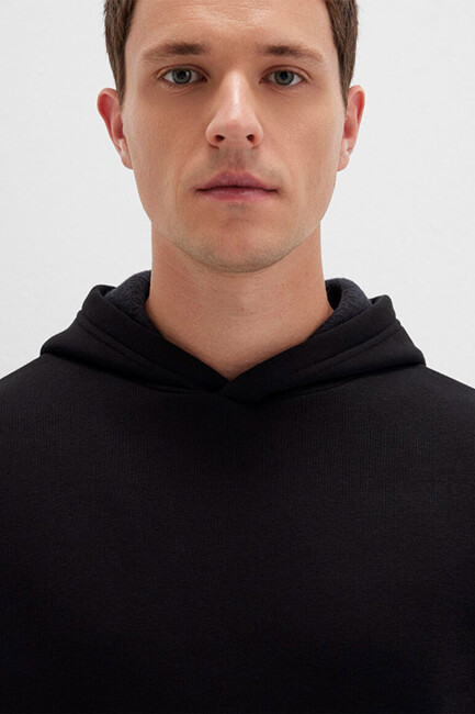 Erkek Kapüşonlu Sweat 0S10275-900 Siyah - Thumbnail