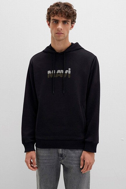 Erkek Kapüşonlu Sweat 0S10395-900 Siyah - Thumbnail