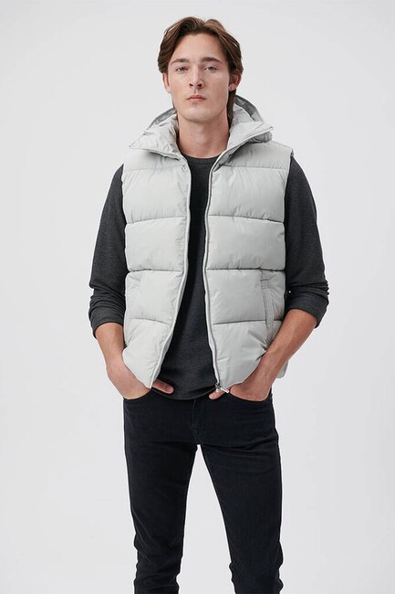 Erkek Kapüşonlu Yelek 0110089-70075 Gri (1)