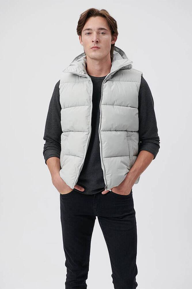 Erkek Kapüşonlu Yelek 0110089-70075 Gri 